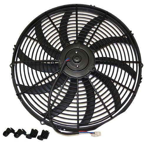 Electric Fan, 16" Universal Super Thin Electric Cooling Fan, Reversible Black, 12 Volt - Performance Online