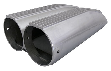 Hood Scoop, ShotGun Style, Polished Aluminum, Finned, Bug Catcher