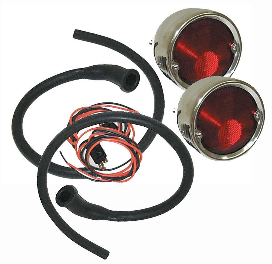 1955-59 Chevy/GMC Tail Light Assembly, LH or RH, Stainless w/ Polished Stainless Bezel, Each