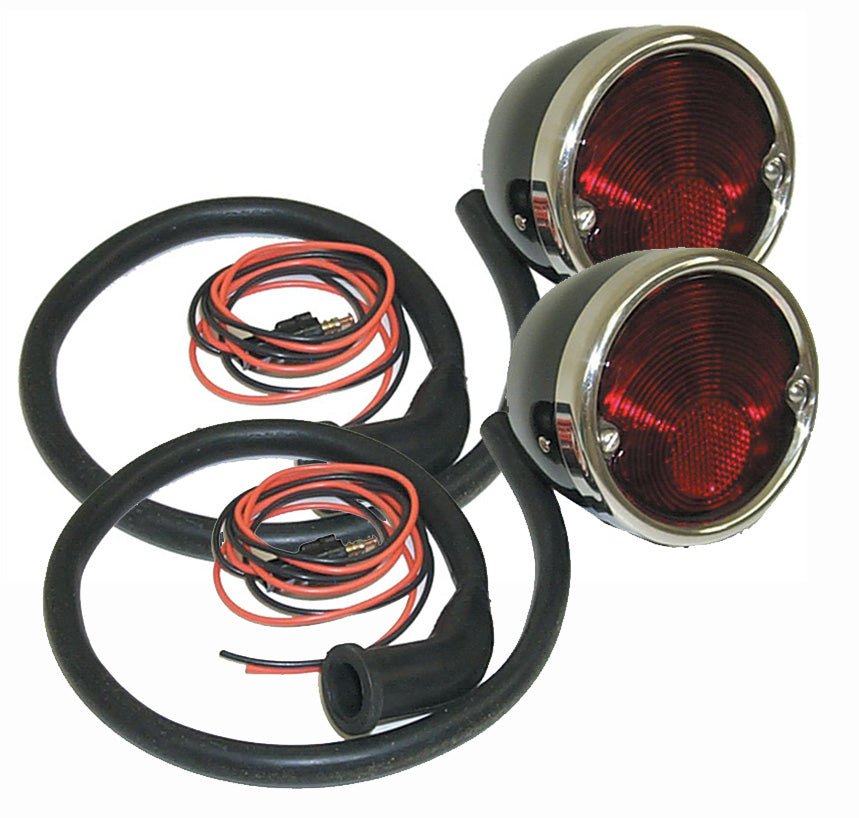 1955-59 Chevy/GMC Tail Light Assembly, LH or RH, Black w/ Polished Stainless Bezel, Each