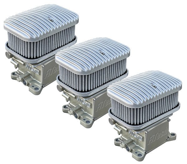 FiTech D-Shaped Cast Aluminum Tri-Power Air Filters, Cast Finished