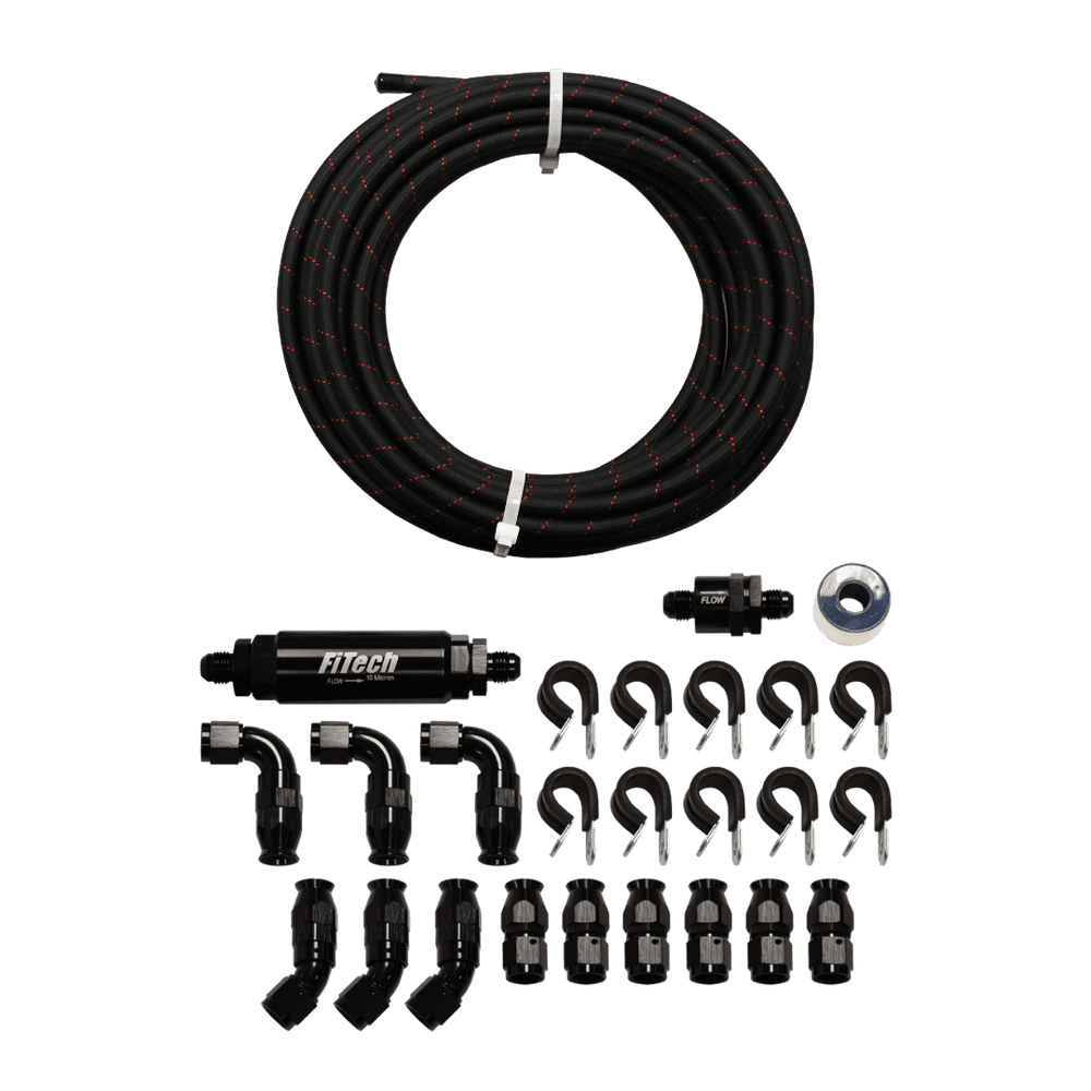 Go Fuel AN-6 PTFE Black Stainless Steel 20 Ft Hose Kit