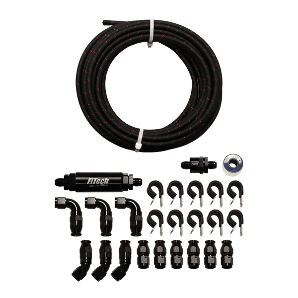 Go Fuel AN-6 PTFE Black Stainless Steel 20 Ft Hose Kit