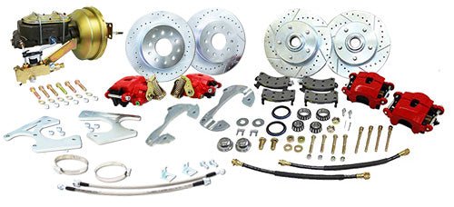 1955-57 Chevy Belair Power Disc Brake Conversion Kit, Front and Rear, Stock Spindle, 8" Single Booster