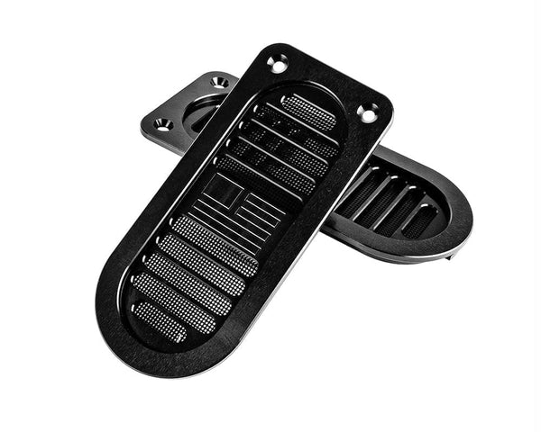 Billet Door Jam Vents With Engraved Flag, Impala / Caprice 1972-76, Nova 1973-74-Black