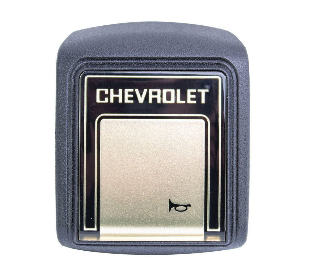 1978-91 Chevrolet Truck Steering Wheel Horn Button, Deluxe, Black & Champagne