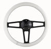 Billet T Series White Wrapped Black Spoke Steering Wheel with Chevy Logo & Install Kit (5196)
