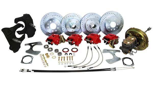 1966-1970 Chevy Impala, BelAir, Biscayne, Caprice Front and Rear Power Disc Brake Conversion Kit, 2" Drop Spindles 9" Single Diaphragm Booster