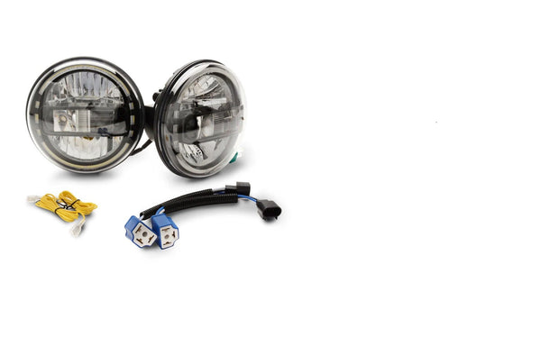 Size: 7" x 7" x 4.5" Projector Headlight Built-in Canbus Anti Flicker Double Lens, High Beam Sold as Pair 
