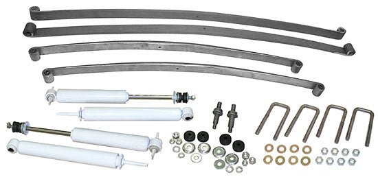 1961-64 Ford F-100 Suspension Kit, Stage 1 Mono Leaf Springs and Shocks, Lowered 4.5" Front, 6" Rear