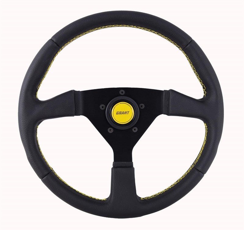 Performance Steering Wheel 13.75" Wrapped w/Yellow Stitching & Center Cap