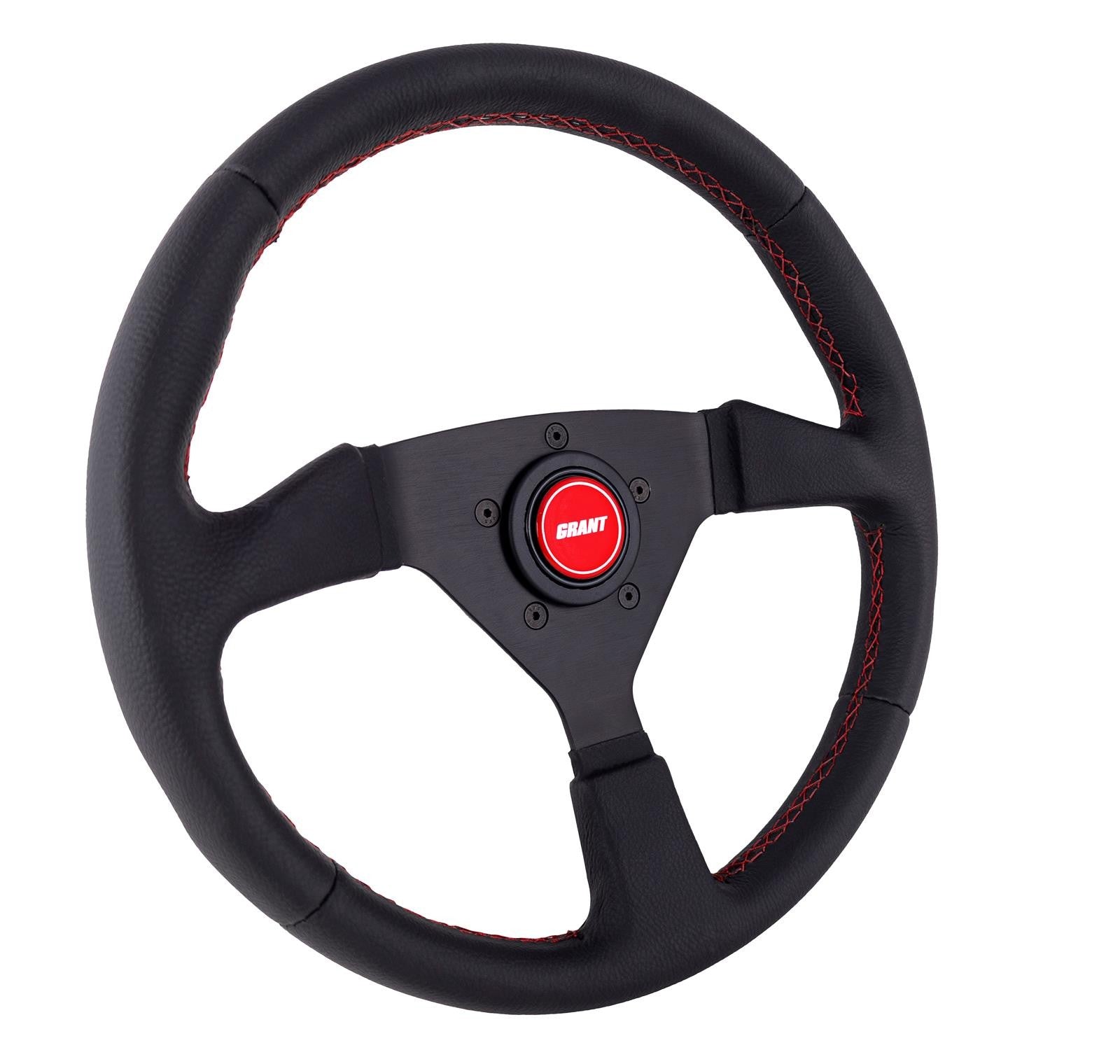 Performance Steering Wheel 13.75" Wrapped w/Red Stitching & Center Cap