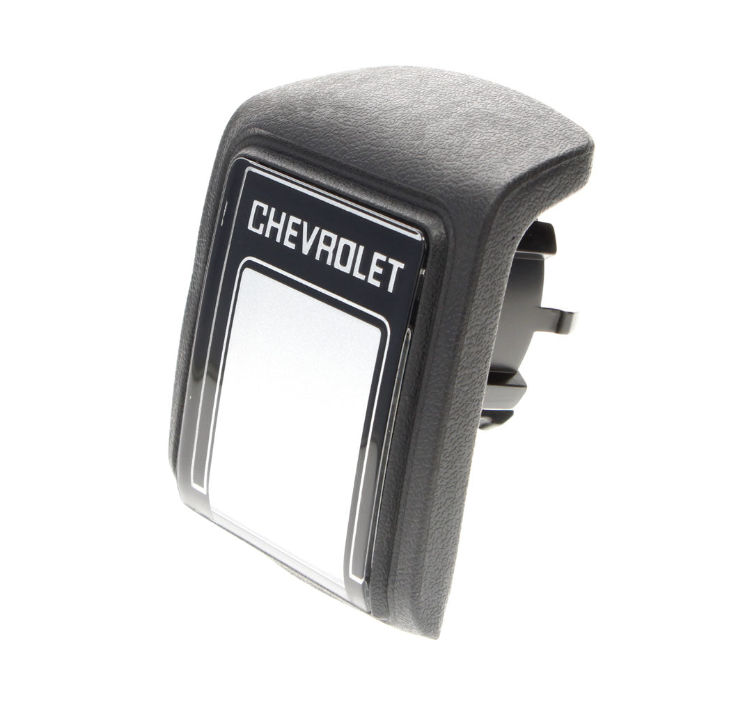 1978-91 Chevrolet Truck Steering Wheel Horn Button, Deluxe, Black & Silver