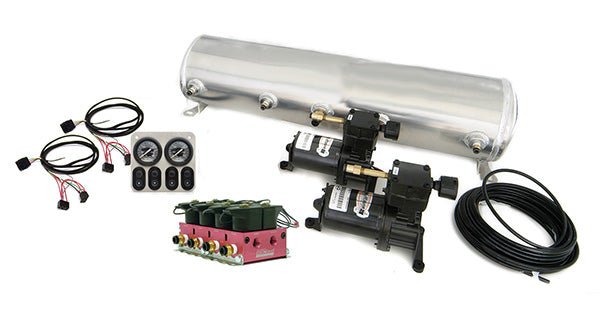RideTech 30154700 - 4-Way Analog Ride Pro Big Red Compressor System, 5 Gallon