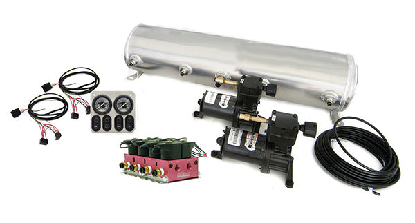 RideTech 30154700 - 4-Way Analog Ride Pro Big Red Compressor System, 5 Gallon