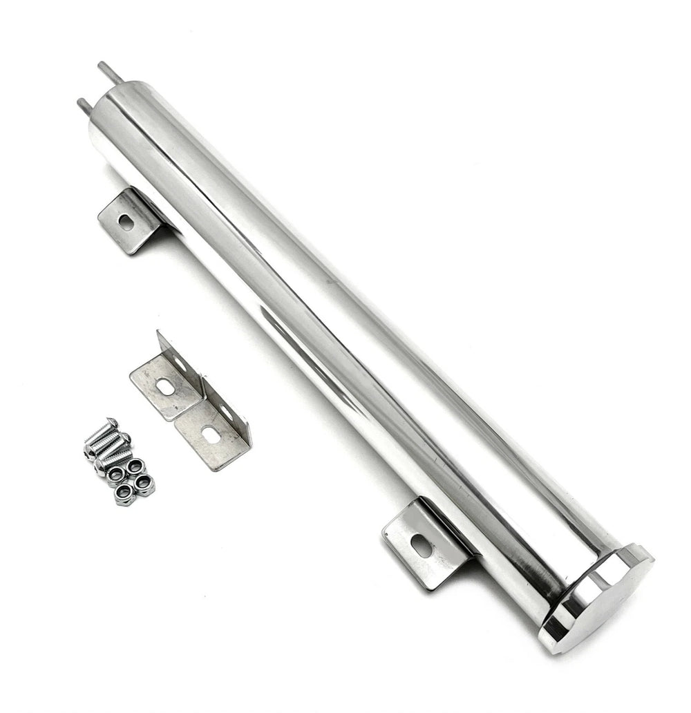 Radiator Overflow Tank, Polished Stainless Steel, with hardware