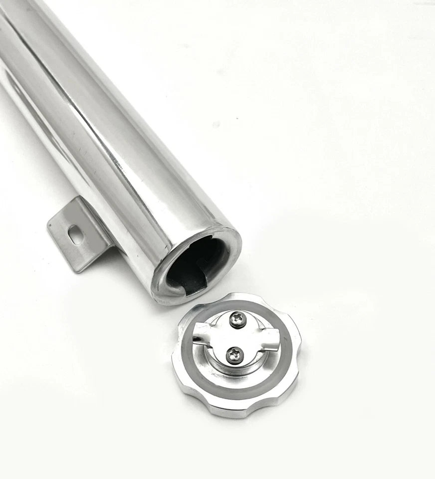 Radiator Overflow Tank, Polished Stainless Steel, with hardware