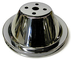 SMALL BLOCK CHEVY SHORT WATER PUMP PULLEY, CHROME SINGLE GROOVE