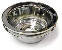 SMALL BLOCK CHEVY LWP CRANKSHAFT PULLEY, CHROME SINGLE GROOVE