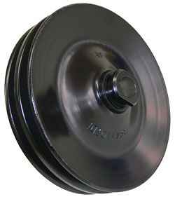 GM Power Steering Pump Double Pulley, 2 Groove Bolt On Saginaw Type, Black