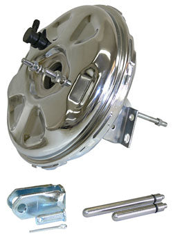 Power Brake Booster, 11" Single Diaphragm, Delco Moraine Replica, Chrome Plated