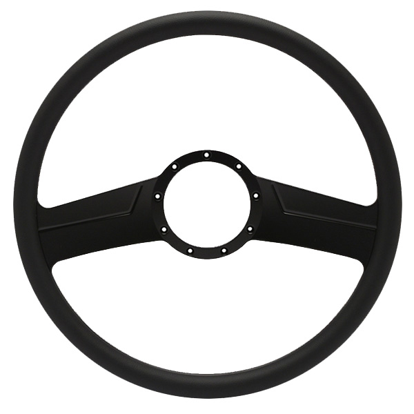 Vintage Billet 15" 2-Spoke Steering Wheel - Black Out Spokes and Grip, Eddie Motorsports