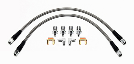 Wilwood - Disc Brake Hose Kit, Front, Braided Stainless Wilwood Calipers, 65-69 Ford Mustang