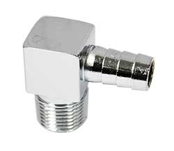 Fuel Tank Hose Fitting, 90 Degree, 3/8", Chrome