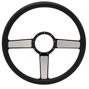 Linear Billet 15" 3-Spoke Steering Wheel - Black Out Spokes and Grip, Eddie Motorsports